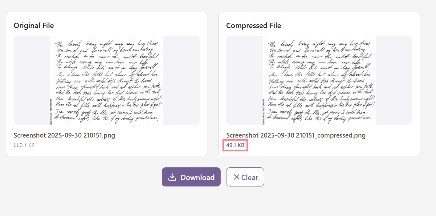 View compression results 