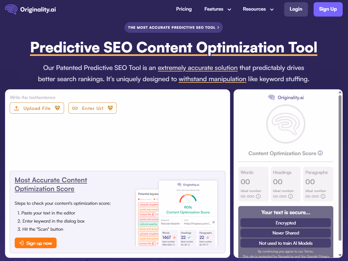 Originality.ai predictive SEO tool