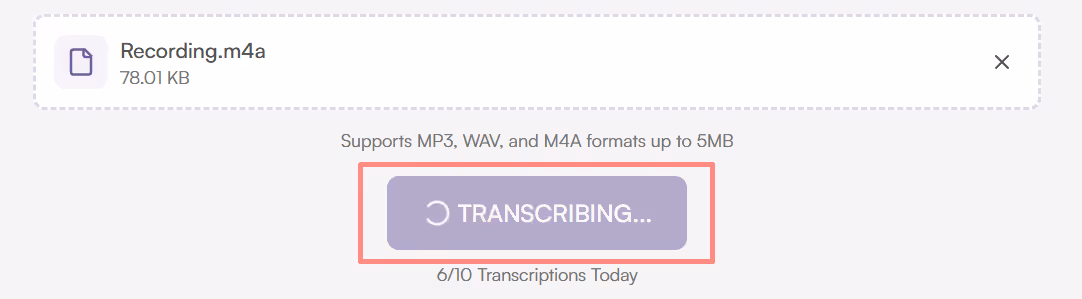 Click TRANSCRIBE 