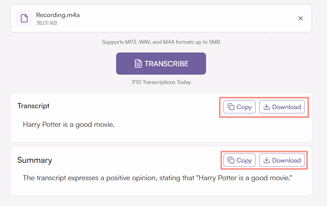 Copy or Download Results
