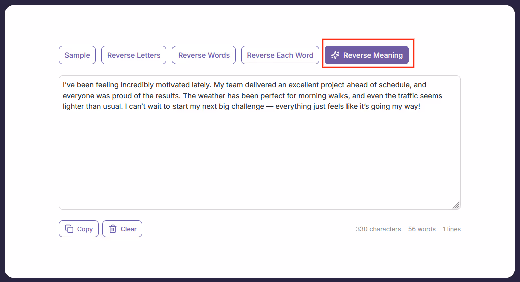 Reverse Text Meaning