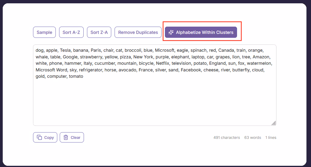 Alphabetize by category
