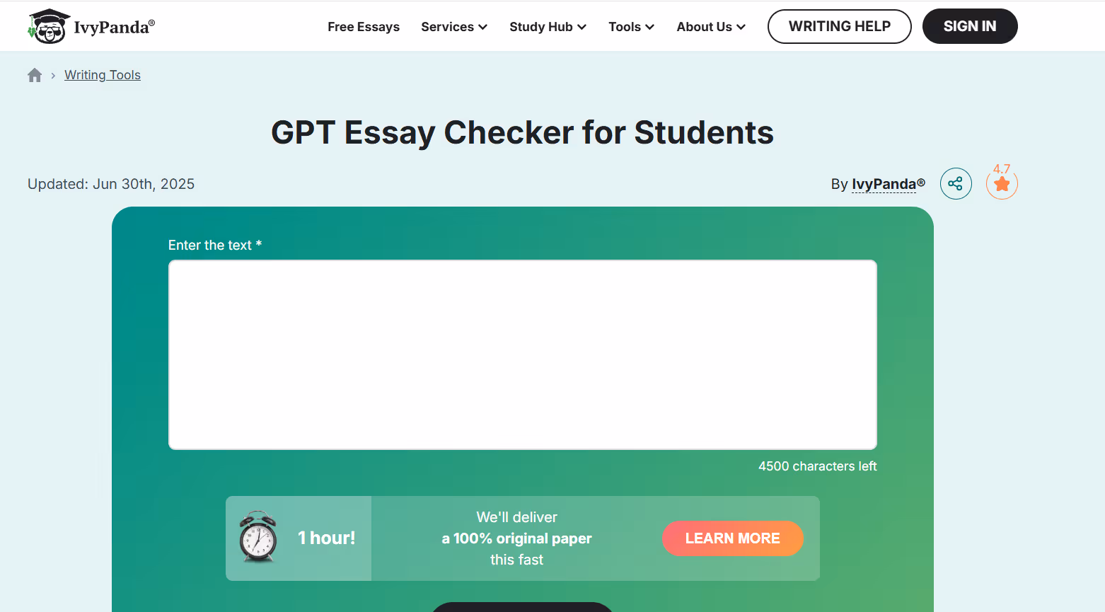 IvyPanda AI detector review