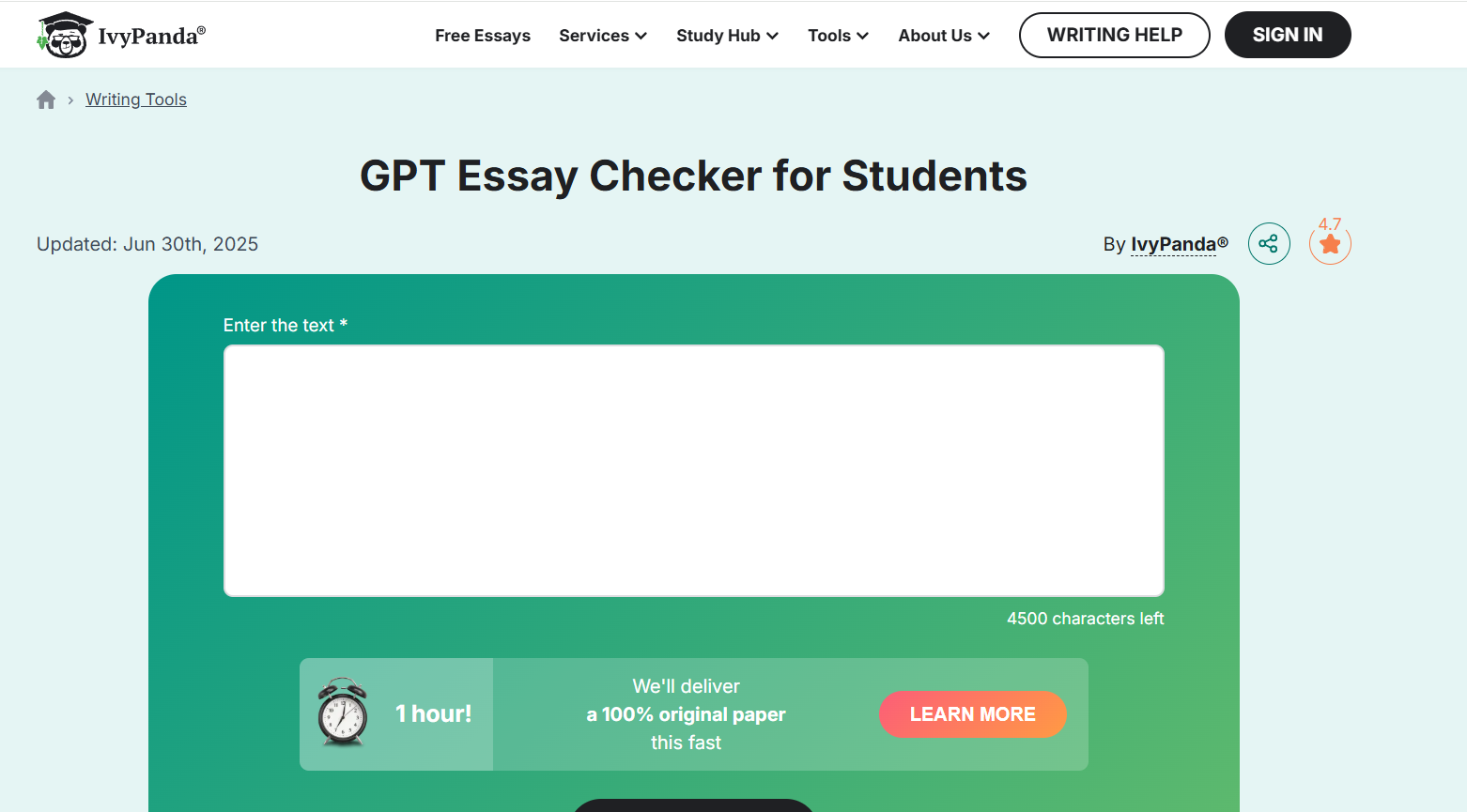 IvyPanda AI detector review