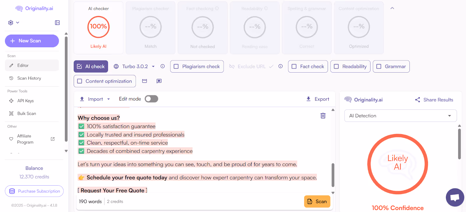 Originality.ai the most accurate AI detector