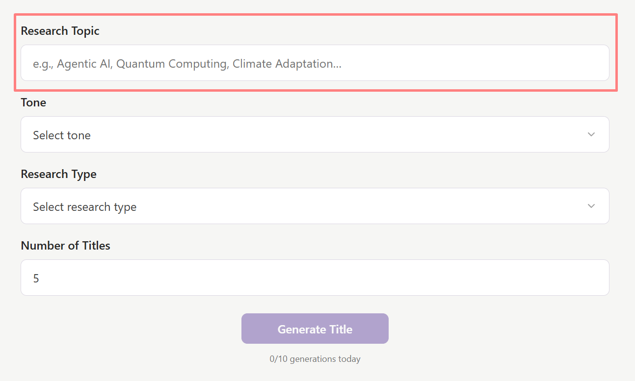 Enter Your Research Topic