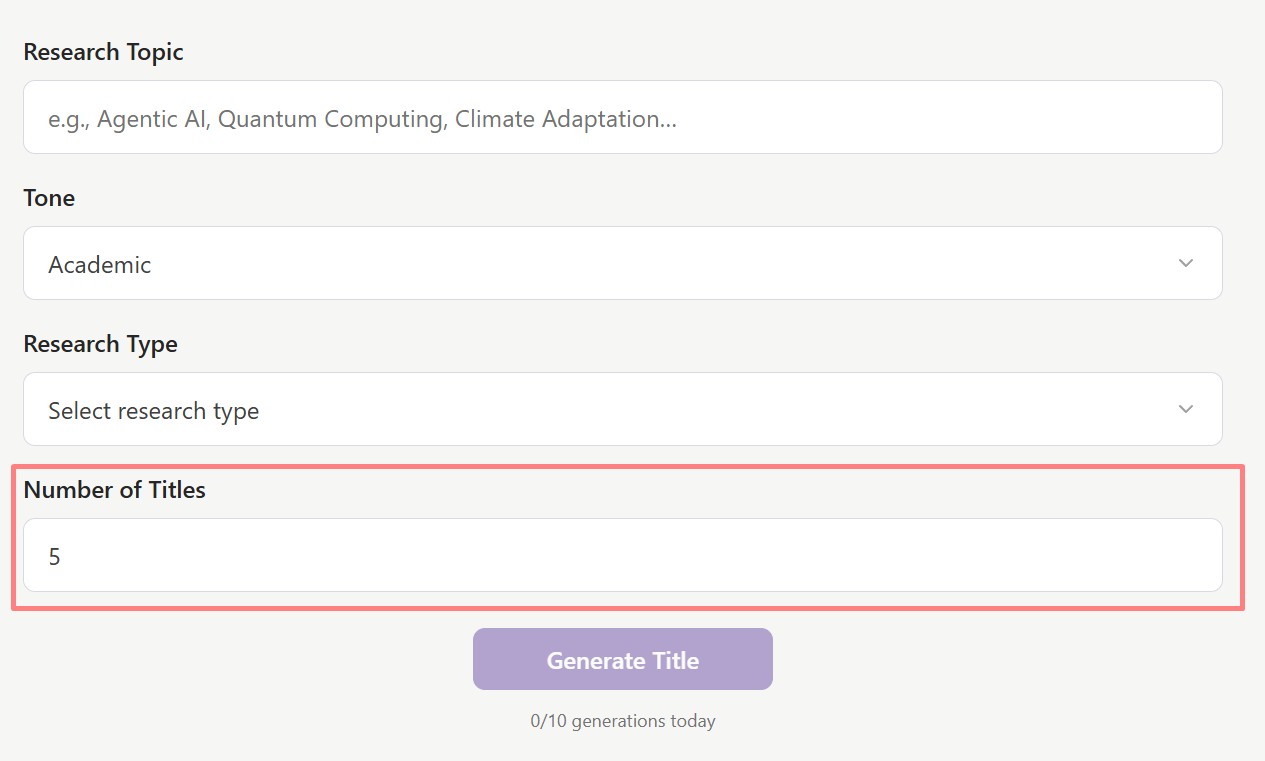 Choose Number of Titles