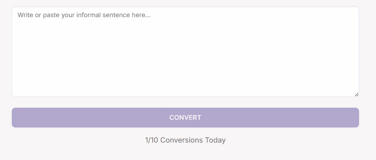 Enter Your Informal Sentence