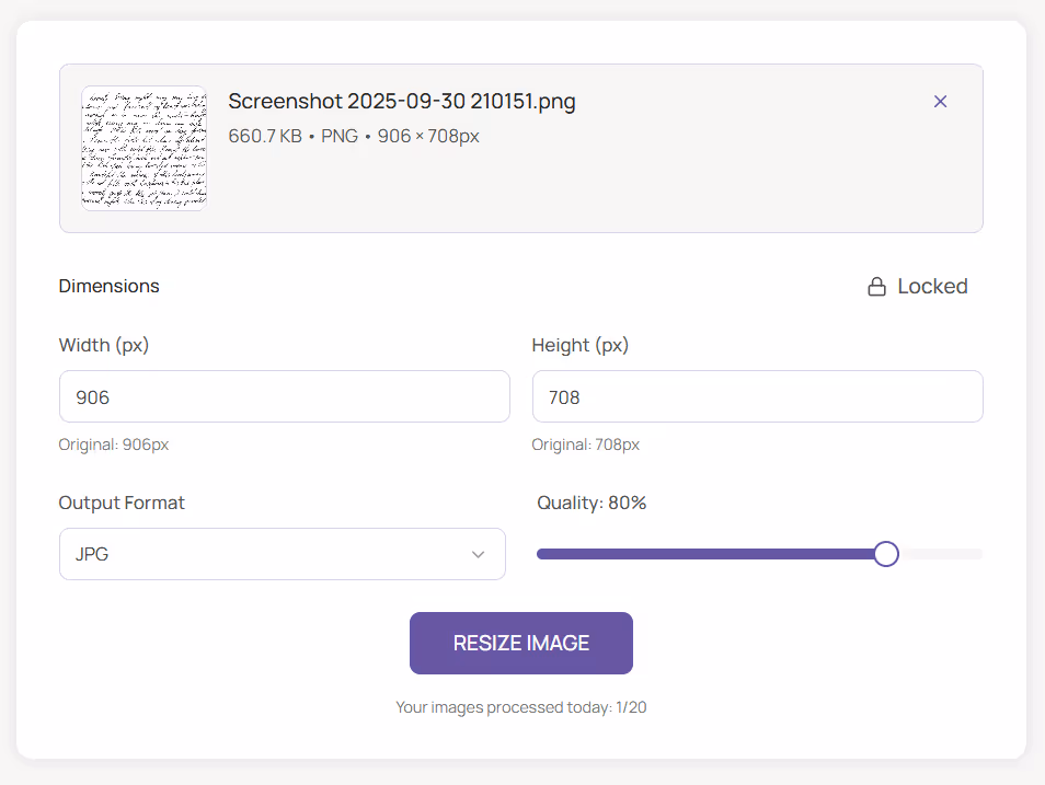 Adjust Dimensions or Quality