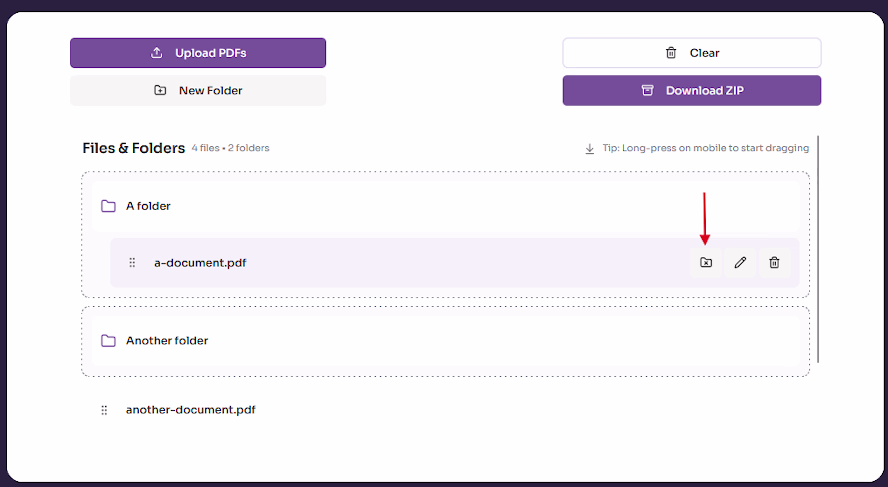 Remove files from folders