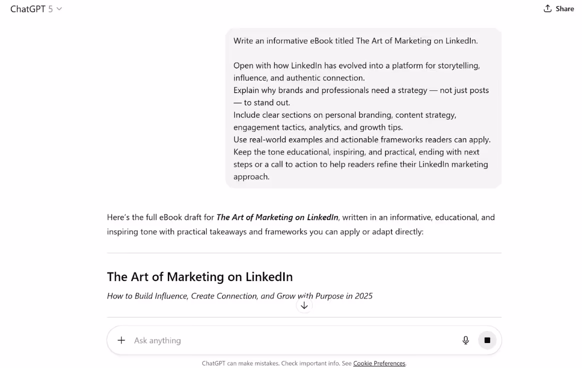 ChatGPT-generated e-book