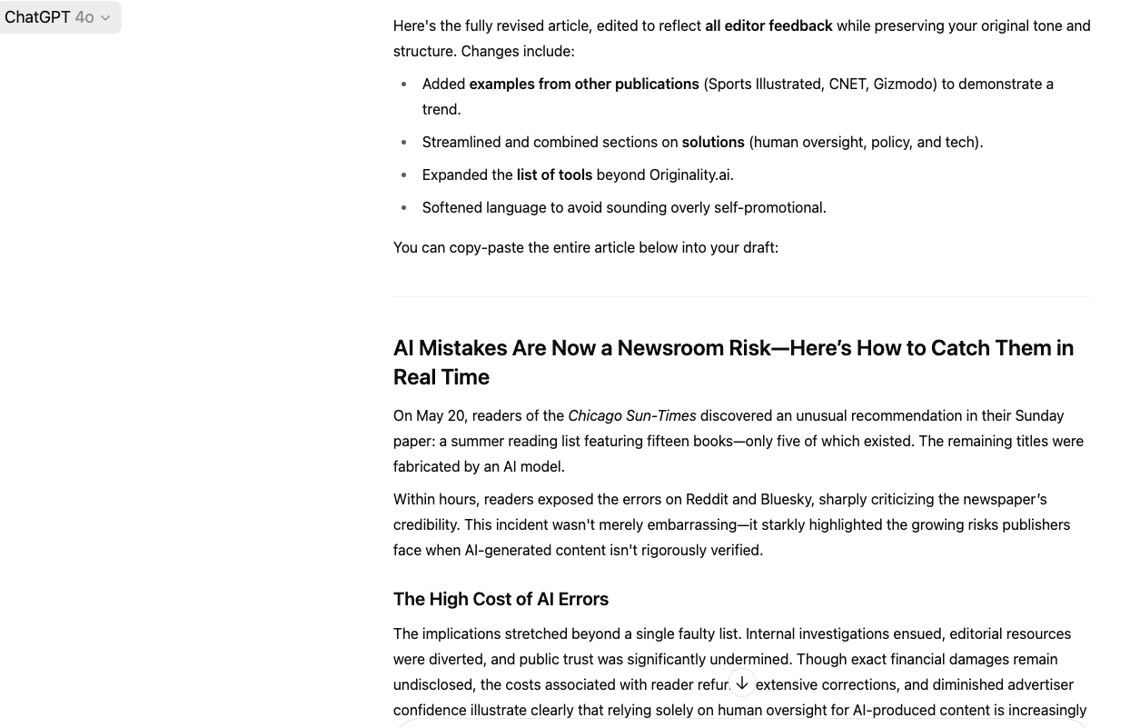 ChatGPT edits to submitted article
