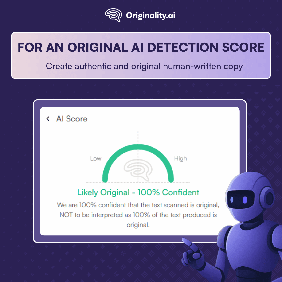 for an original AI detection score write authentic human-written copy
