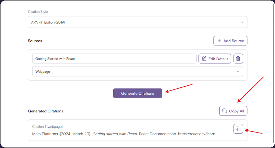 Click Generate and Copy Results