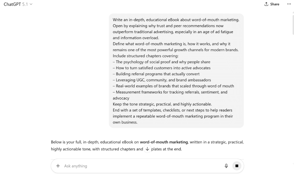 ChatGPT generated e-book sample