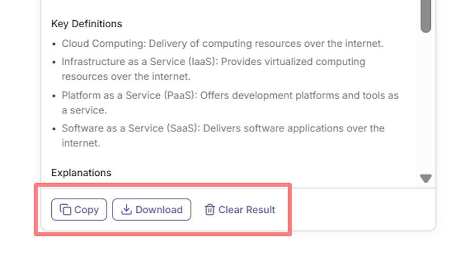Copy, Download, or Clear
