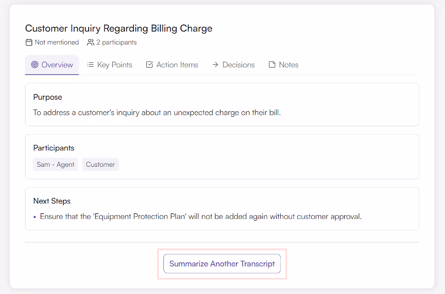 Summarize Another Transcript
