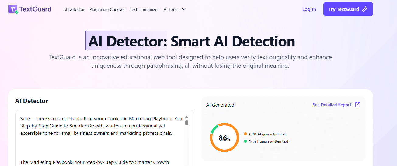 TextGuard AI Detection Scan of E-Book