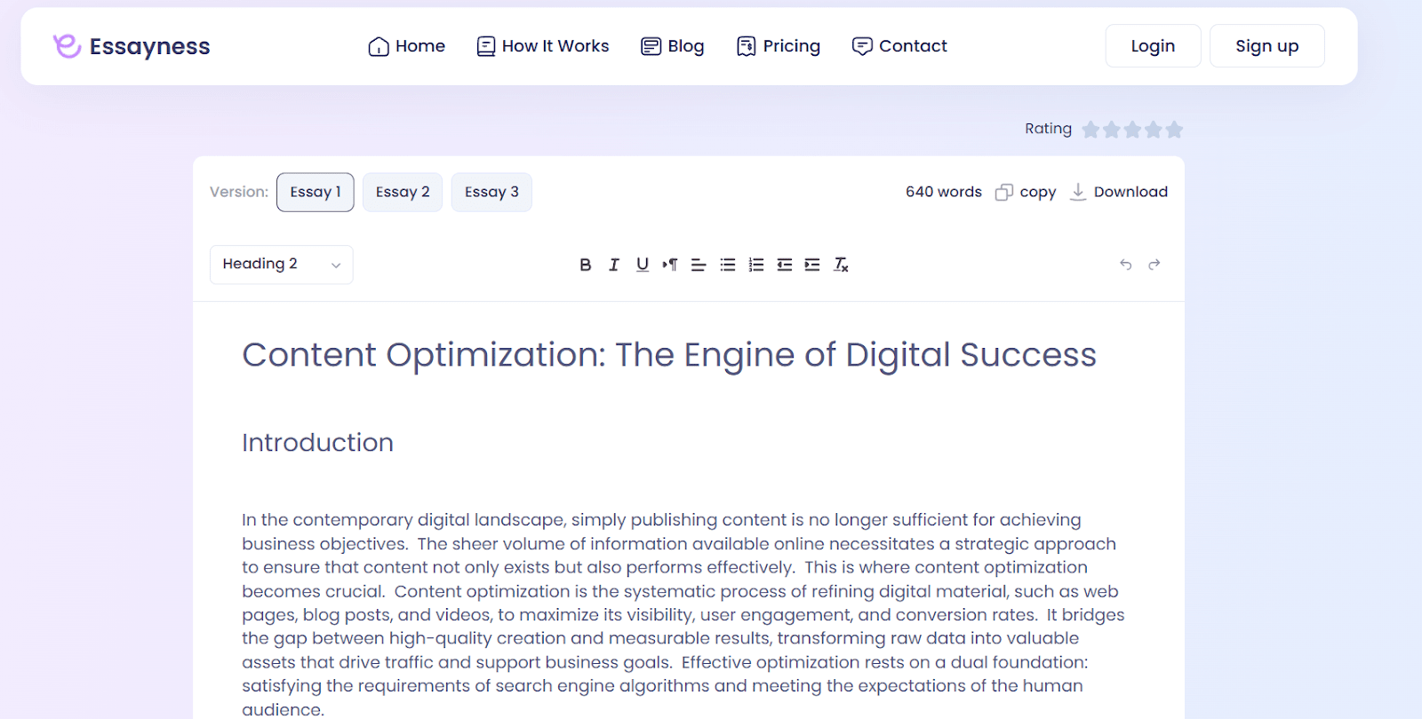 Essayness AI Writer review