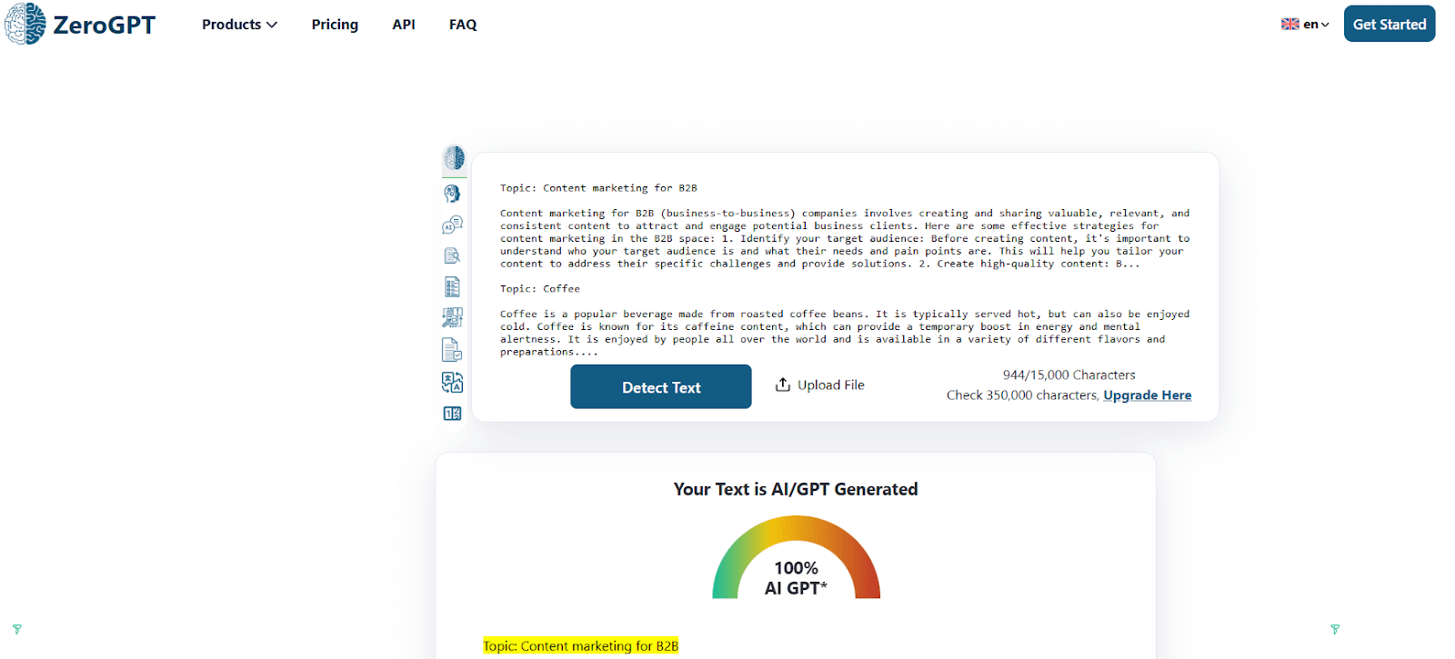 ZeroGPT AI detection score of a PaperTyper AI-generated Essay