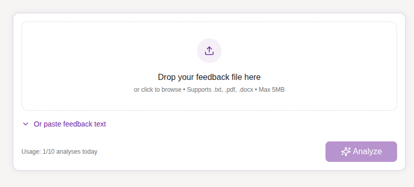 Upload or Paste Feedback 