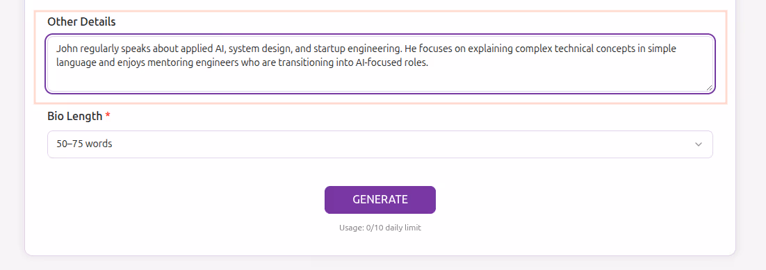 Add Other Details (Optional) 
