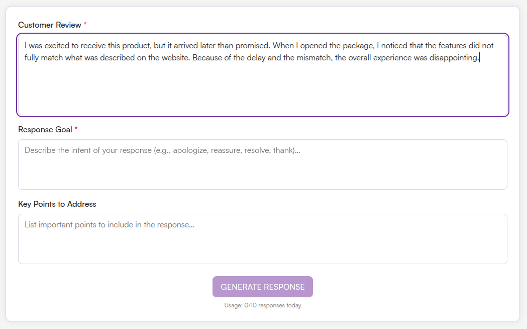 Paste Customer Review