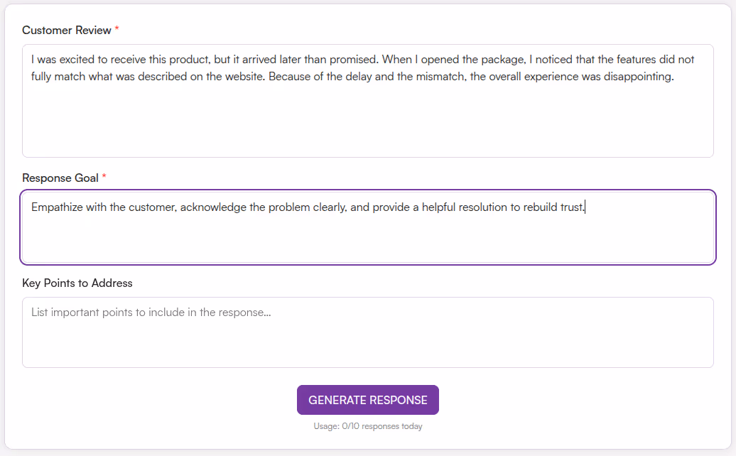 Define Response Goal
