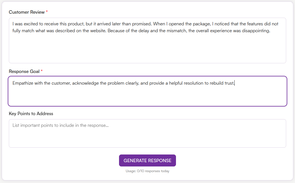 Define Response Goal
