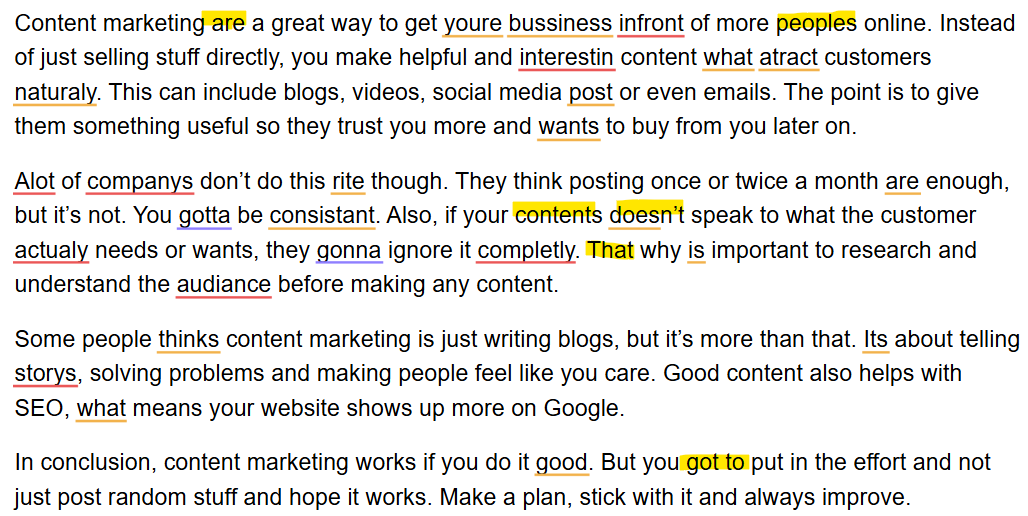 Highlights on some of the grammar errors missed by LanguageTool’s free version