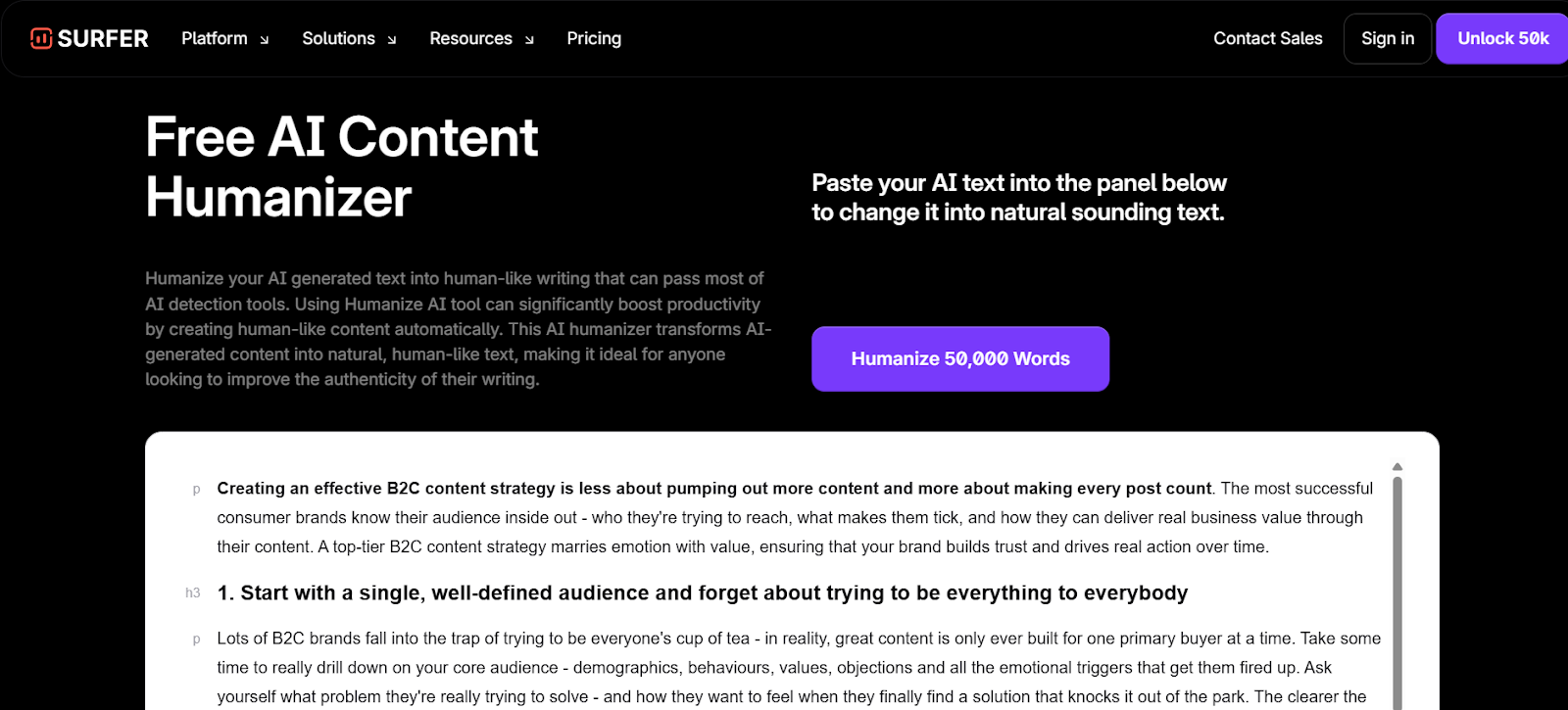 Sample of AI Humanized Text Generated by Surfer