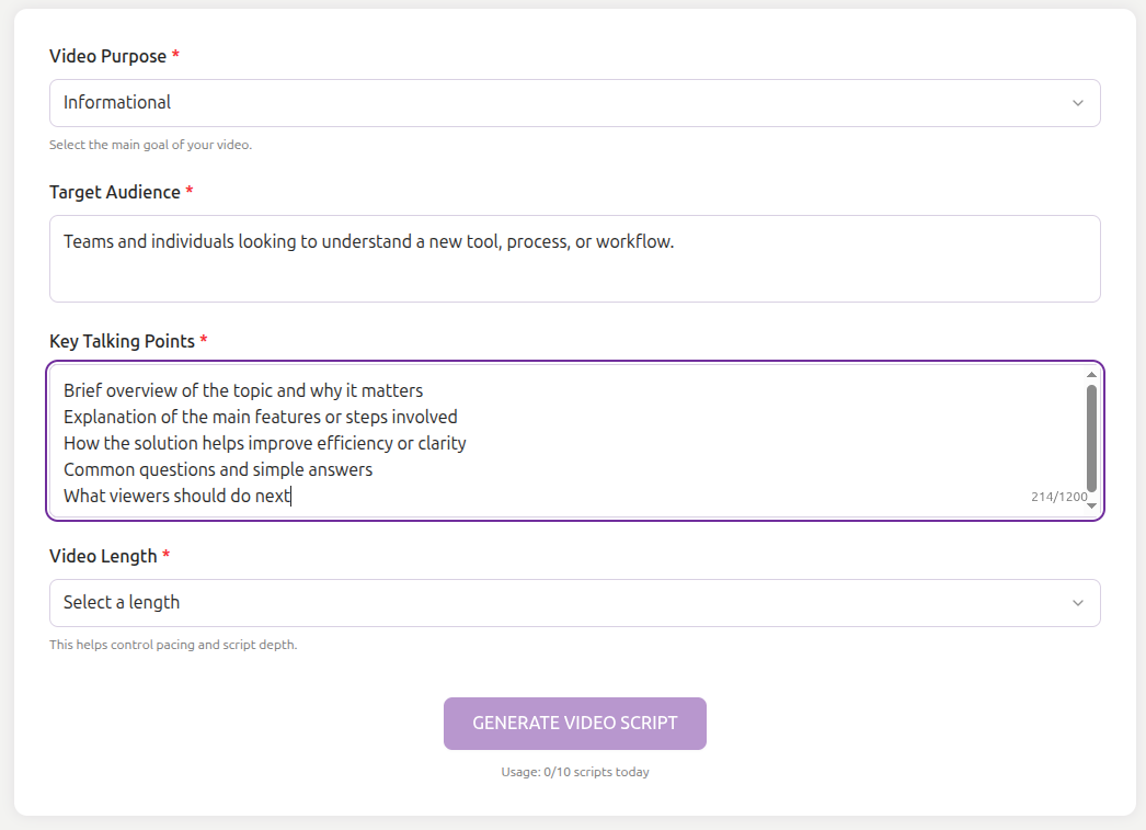 Add Key Talking Points