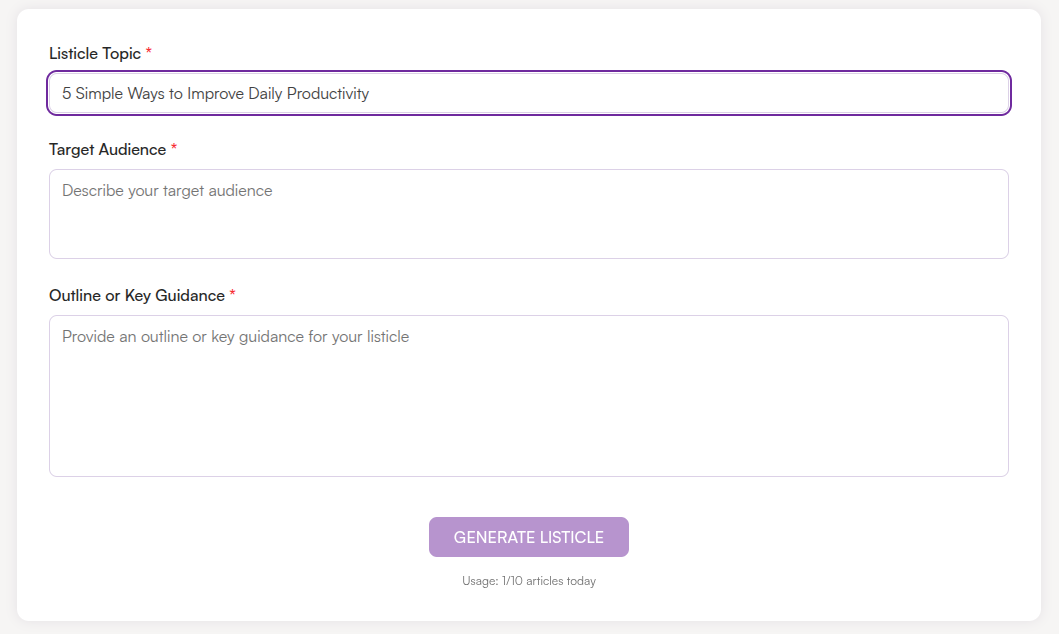 Enter Listicle Topic