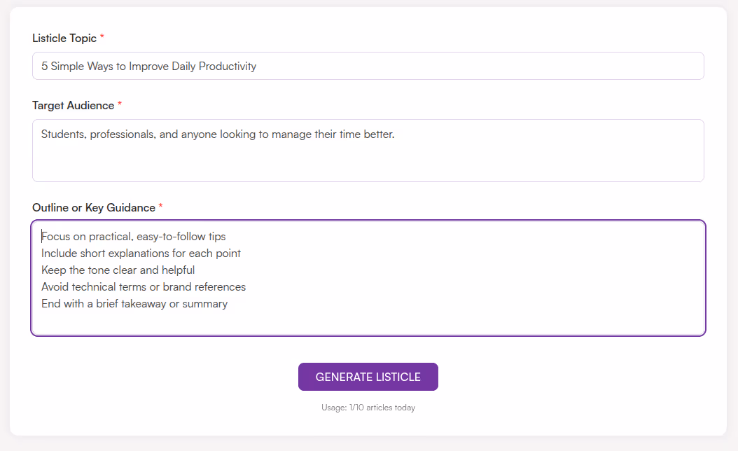 Add Outline or Key Guidance