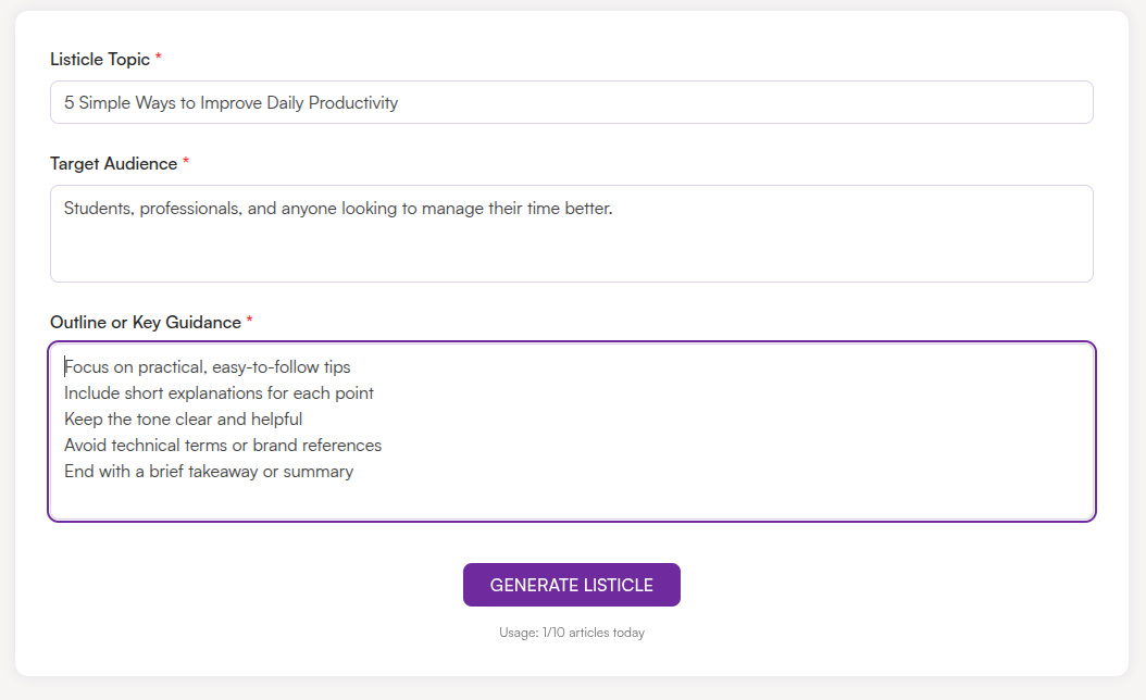 Add Outline or Key Guidance