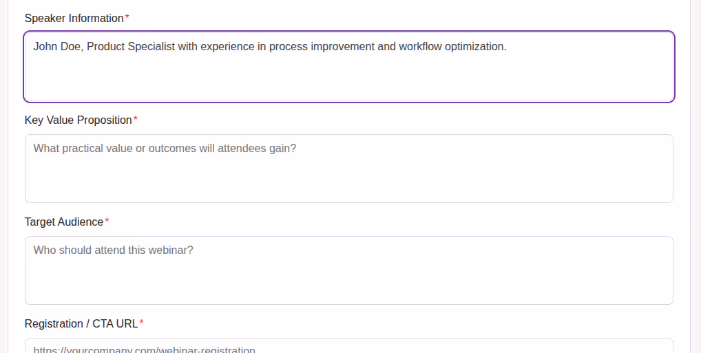 Add Speaker Information