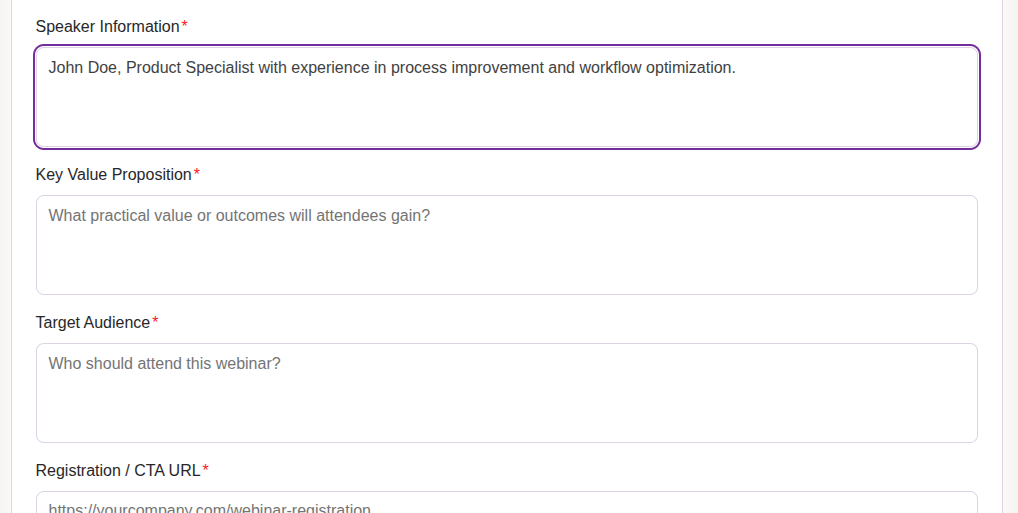 Add Speaker Information