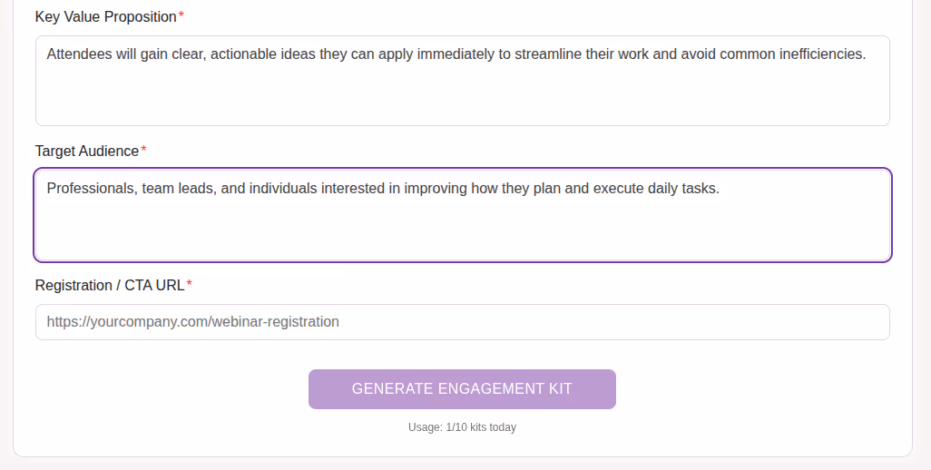 Define Value Proposition and Audience