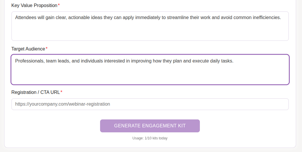 Define Value Proposition and Audience