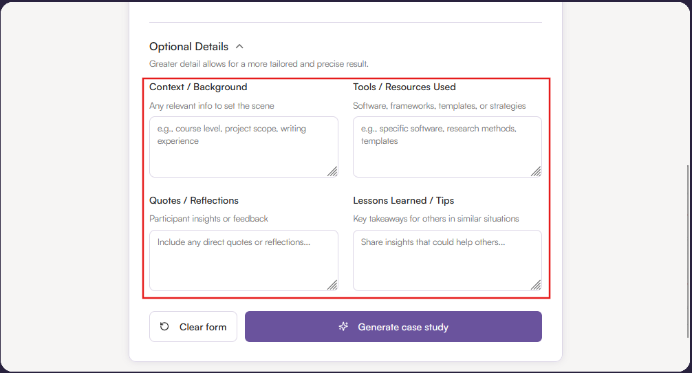Output optional fields