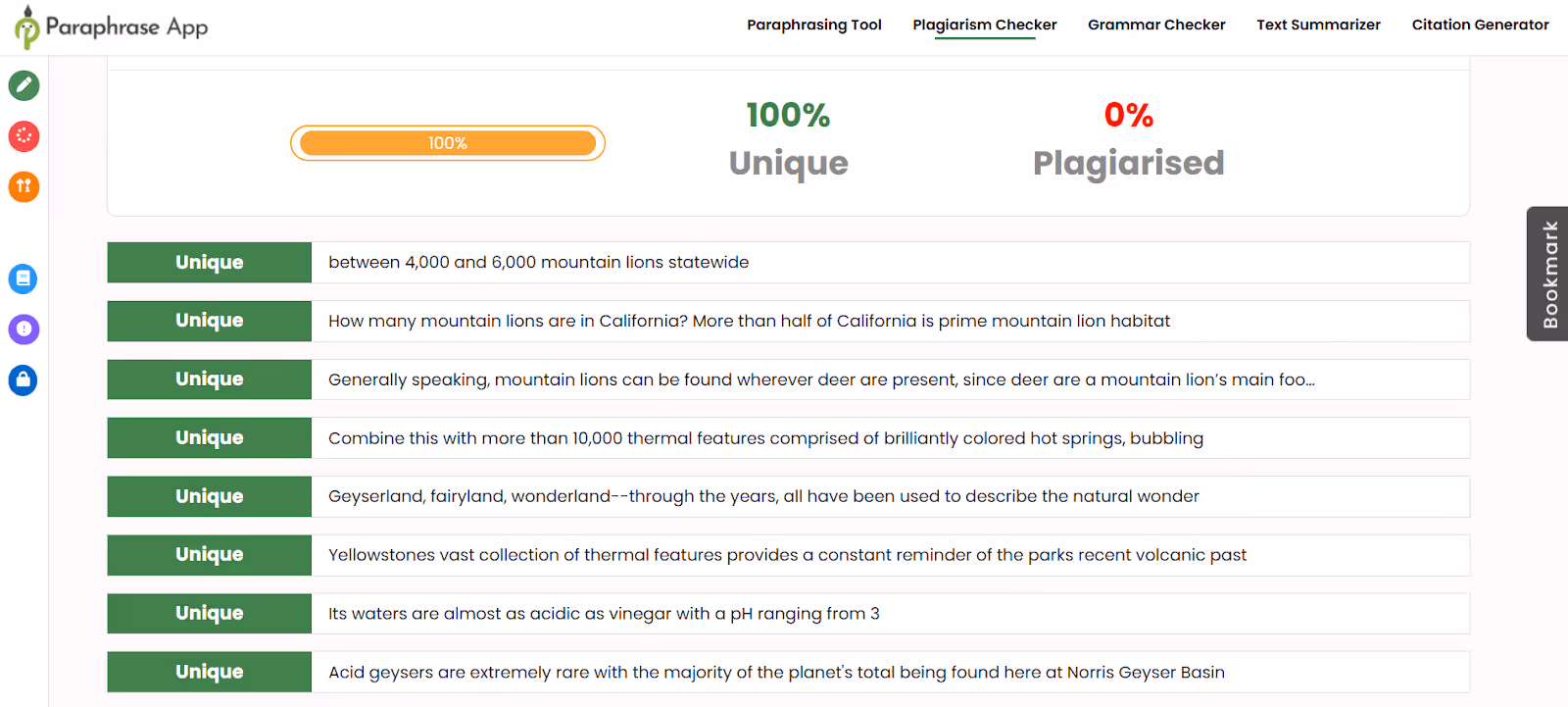 plagiarism scan from ParaphraseApp