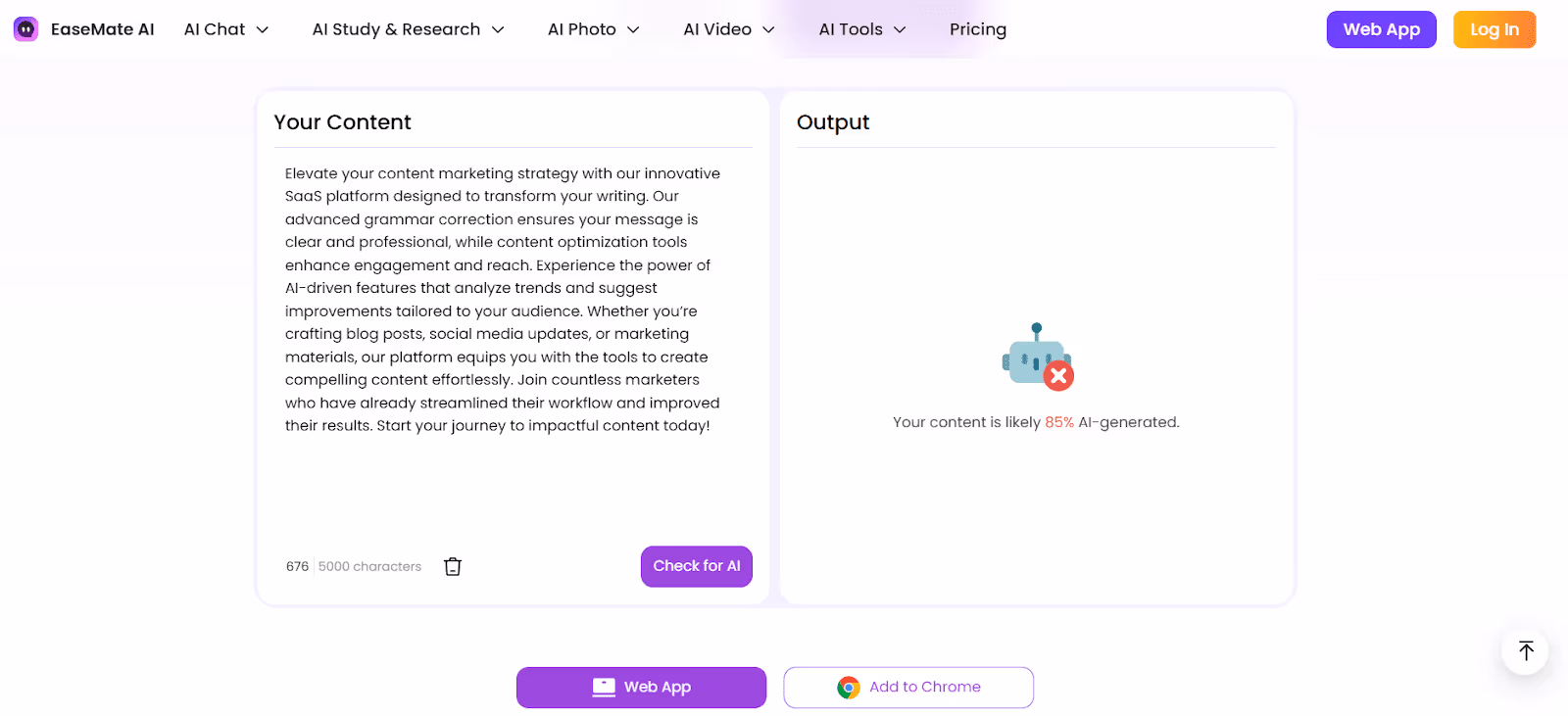 Easemate AI Detection Scan