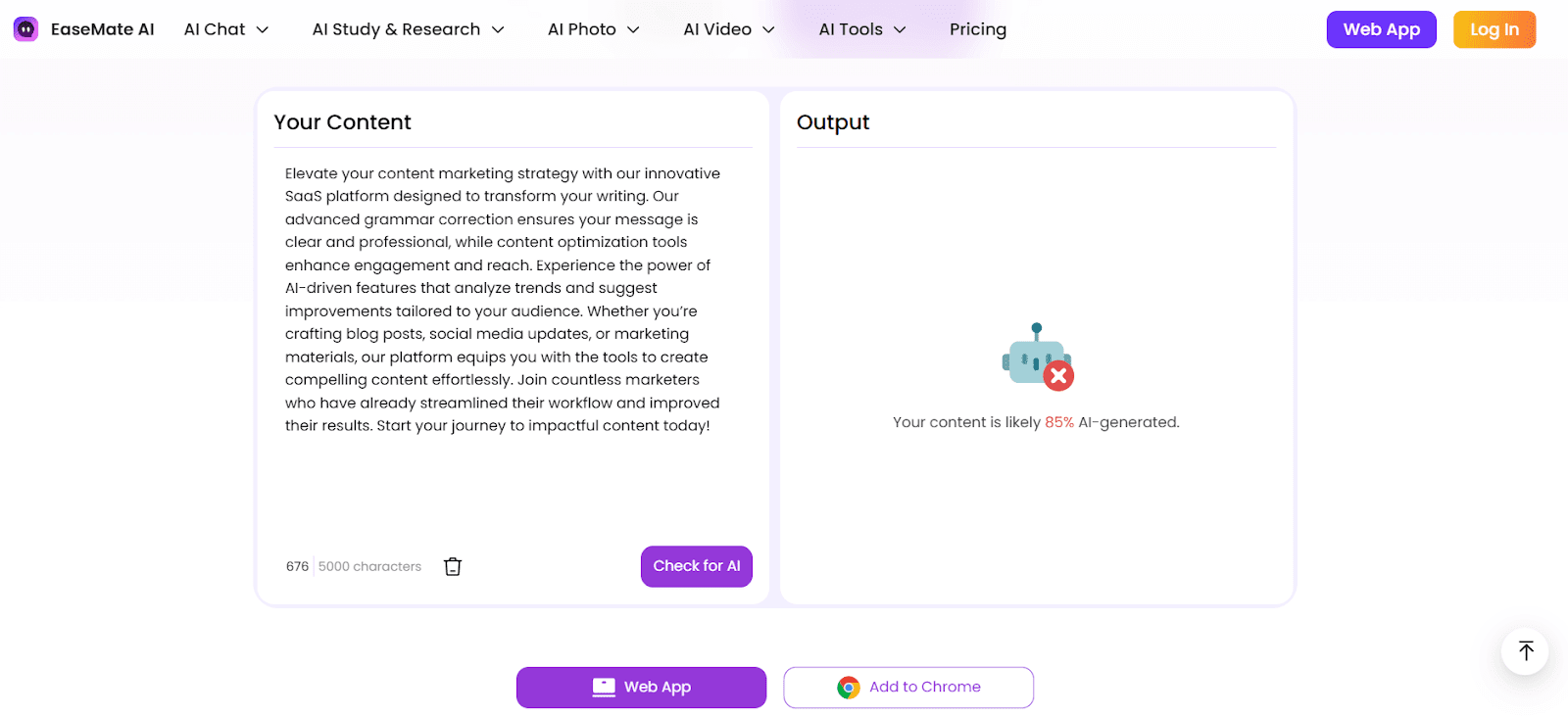 Easemate AI Detection Scan