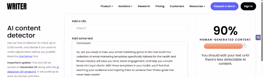 Originality.ai AI Scan of Texta.ai AI Written Content