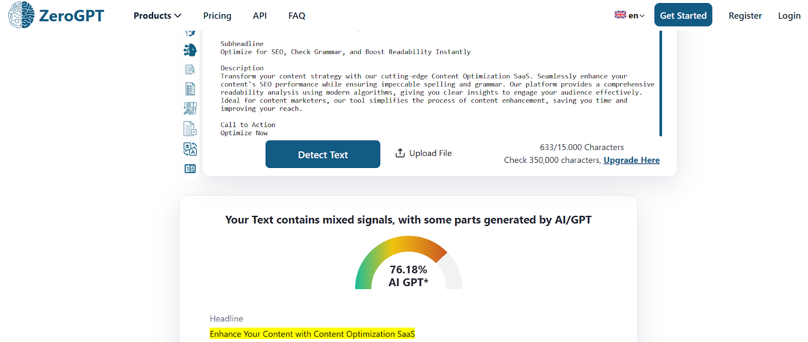 ZeroGPT AI Detection Scan