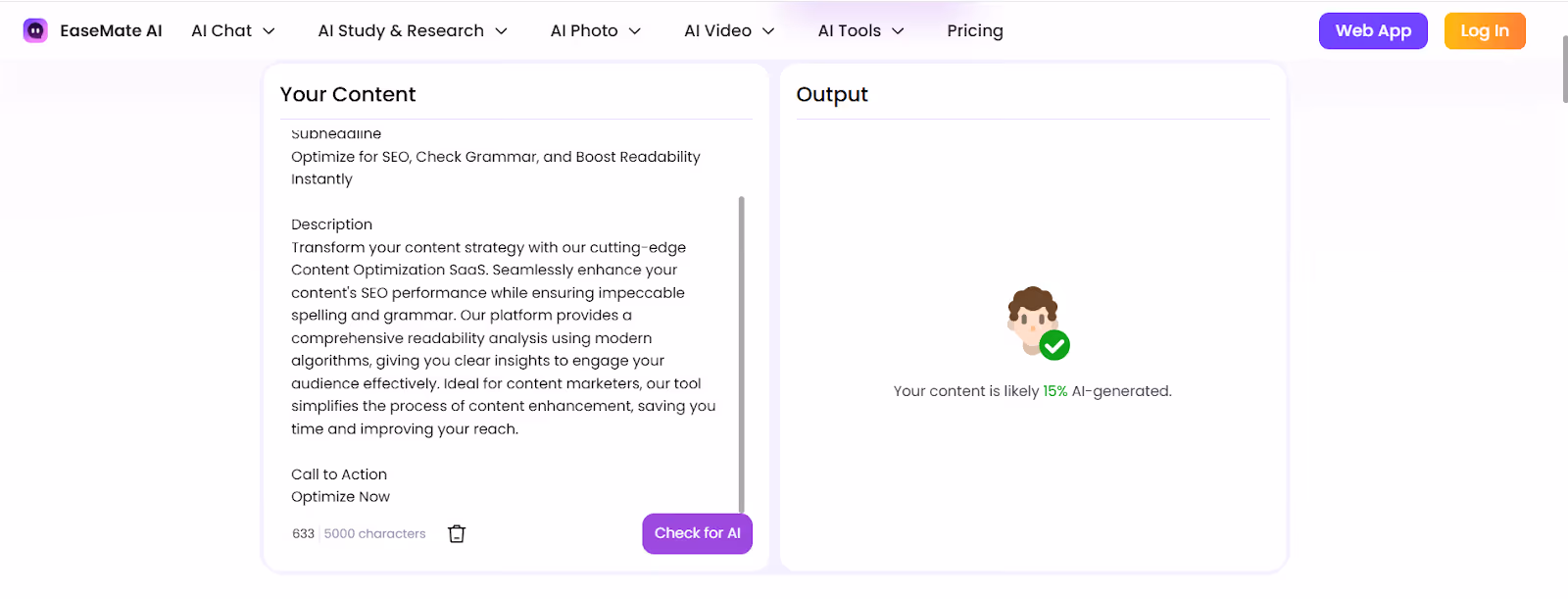 Easemate AI Detection Scan