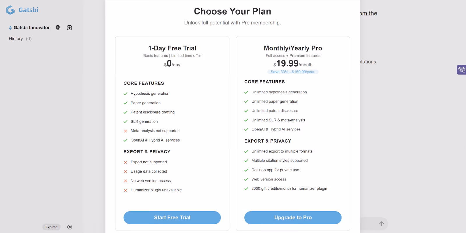 Gatsbi Pricing Plans