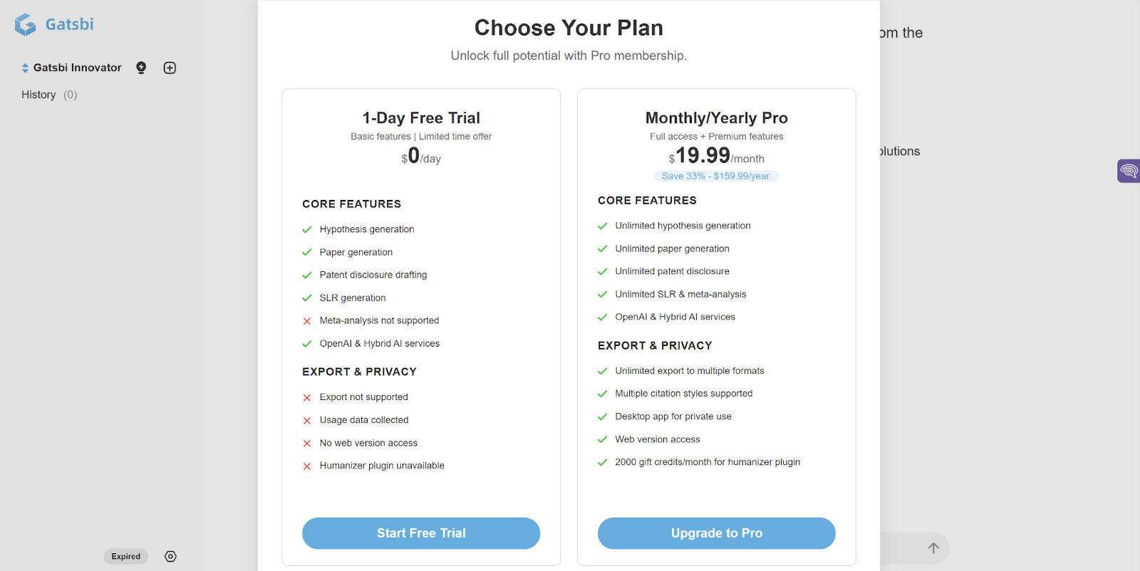 Gatsbi Pricing Plans