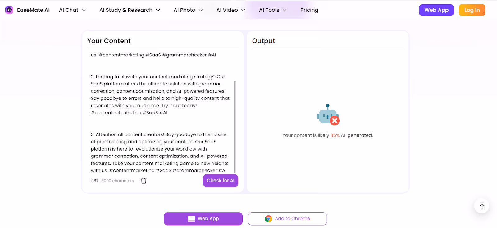 Easemate AI Detection Scan