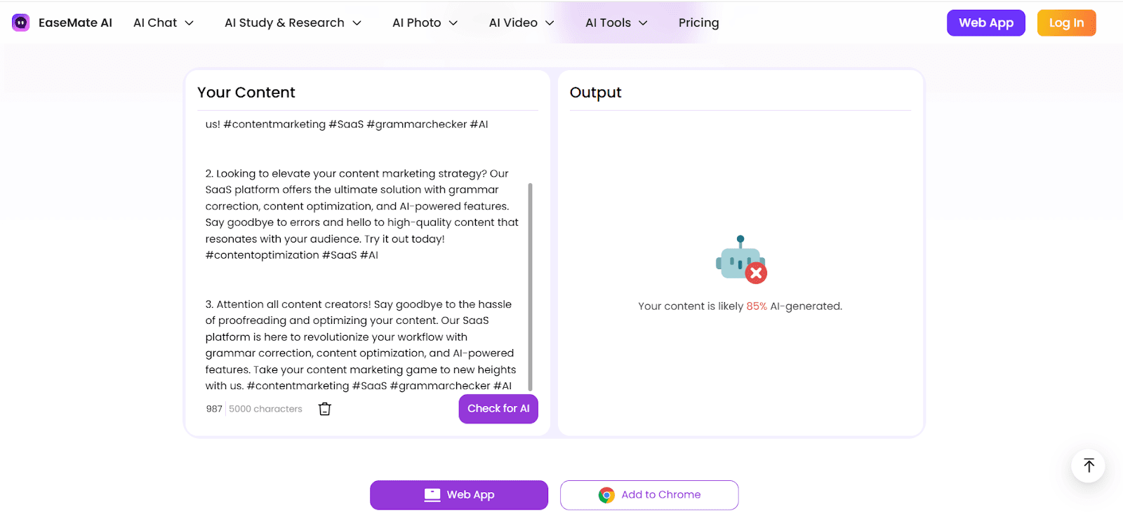 Easemate AI Detection Scan
